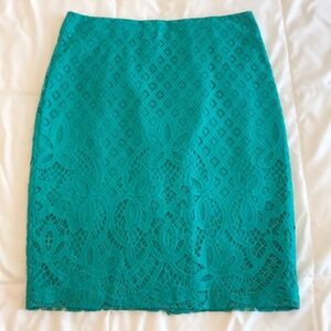 Loft Teal Lace Pencil Skirt 00 Petite